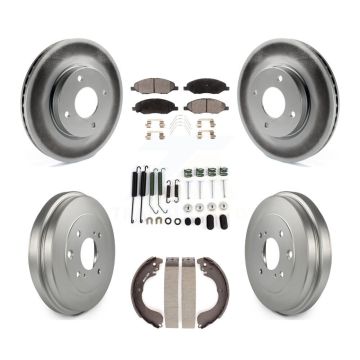 Front Rear Coat Brake Rotors Ceramic Pad Drum Kit (7Pc) For 2008 Nissan Versa 4-Wheel ABS KGT-101971