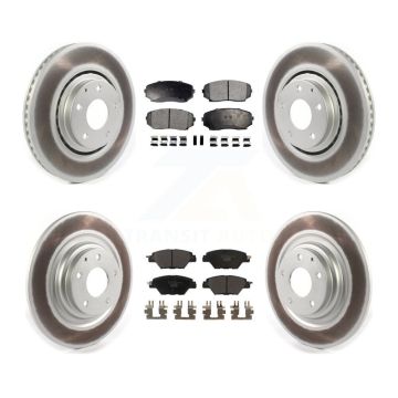 Front Rear Coated Disc Brake Rotors And Ceramic Pads Kit For 2016-2023 Mazda CX-9 KGT-102181