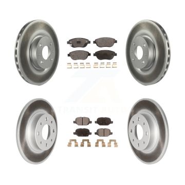 Front Rear Coated Brake Rotor & Ceramic Pad Kit For Fiat 500 Turbocharged with GAS engine KGT-102274