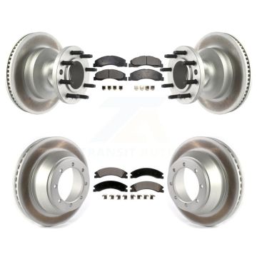 Front Rear Coated Disc Brake Rotors And Ceramic Pads Kit For Ford E-450 Super Duty KGT-102347