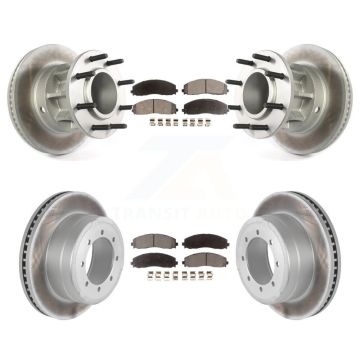 Front Rear Coated Disc Brake Rotors And Ceramic Pads Kit For Ford F-350 Super Duty F-250 KGT-102357