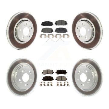 Front Rear Coated Disc Brake Rotors And Ceramic Pads Kit For Acura RLX KGT-102363