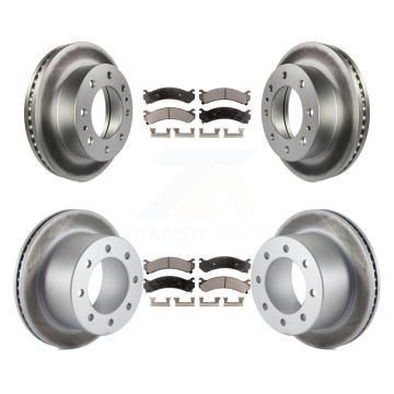 Front Rear Coated Brake Rotors Ceramic Pad Kit For Chevrolet GMC Silverado 3500 Sierra HD KGT-102377