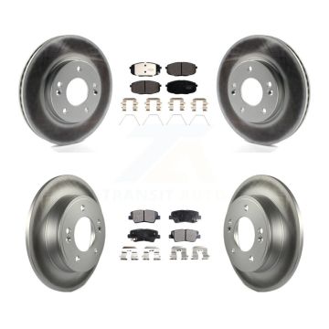 Front Rear Coated Disc Brake Rotors And Ceramic Pads Kit For 2014-2016 Kia Soul KGT-102414