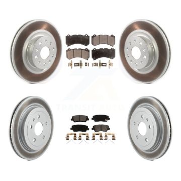 Front Rear Coated Disc Brake Rotors And Ceramic Pads Kit For Cadillac CTS KGT-102421