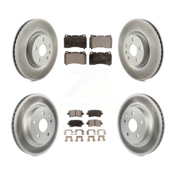 Front Rear Coated Disc Brake Rotors And Ceramic Pads Kit For Cadillac XTS KGT-102480