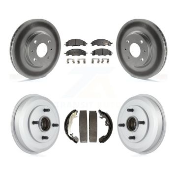 Front Rear Coat Brake Rotor Ceramic Pad Drum Kit For 08 Ford Focus Wheel Bearing Included KGT-102545