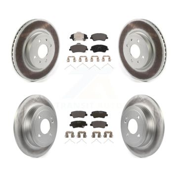 Front Rear Coated Disc Brake Rotors And Ceramic Pads Kit For Kia Rio Hyundai Accent KGT-102578