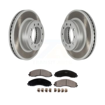 Front Coated Disc Brake Rotors And Ceramic Pads Kit For Ford F-450 Super Duty F-550 F-600 KGT-102612