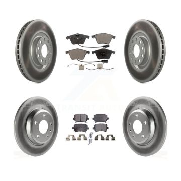 Front Rear Coated Disc Brake Rotor & Ceramic Pad Kit For 2009 Audi A4 Quattro Convertible KGT-102641