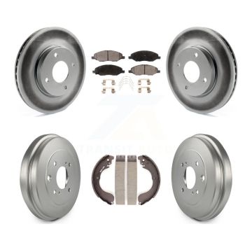 Front Rear Coated Disc Brake Rotor Ceramic Pad Drum Kit For 2008 Nissan Versa 4-Wheel ABS KGT-102703