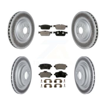 Front Rear Coated Brake Rotors Ceramic Pad Kit For Mercedes-Benz GLE550e With AMG Package KGT-102745
