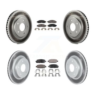 Front Rear Coat Brake Rotor Ceramic Pad Kit For Nissan LEAF S With Electric Parking KGT-102882