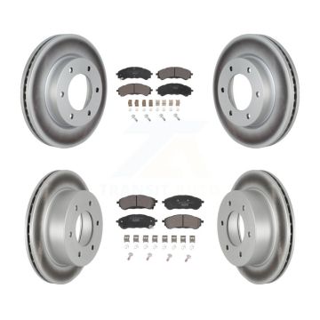 Front Rear Coated Disc Brake Rotors And Ceramic Pads Kit For 2019-2023 Ford Ranger KGT-102884