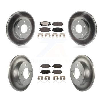 Front Rear Coated Disc Brake Rotors And Ceramic Pads Kit For Hyundai Venue Kia Soul KGT-102943