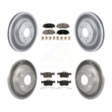 Front Rear Coated Disc Brake Rotors And Ceramic Pads Kit For Honda Civic KGT-103106