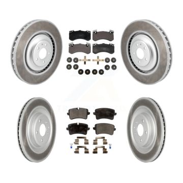 Front Rear Coated Disc Brake Rotors And Ceramic Pads Kit For Audi S7 S8 KGT-103170
