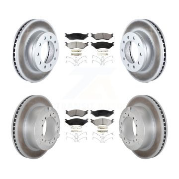 Front Rear Coat Brake Rotor Ceramic Pad Kit For Ford F-450 Super Duty F-550 International KGT-103180
