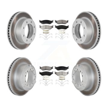 Front Rear Coated Brake Rotor Ceramic Pad Kit For Ford F-450 Super Duty With 8 Lug Wheels KGT-103182