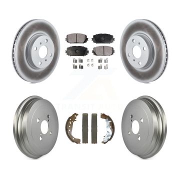 Front Rear Coat Brake Rotors Ceramic Pad Drum Kit For 15-18 Toyota Yaris Disc rear brakes KGT-103200