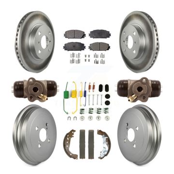 Front Rear Coated Disc Brake Rotors Ceramic Pads And Drum Kit (9Pc) For Toyota Yaris KGT-103203