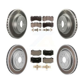 Front Rear Coated Disc Brake Rotors And Ceramic Pads Kit For Cadillac ATS V KGT-103212