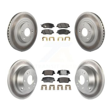 Front Rear Coated Disc Brake Rotor Ceramic Pad Kit For 2013-2016 Hyundai Santa Fe XL 3.3L KGT-103236