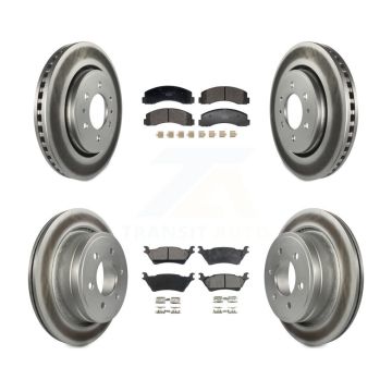Front Rear Coat Disc Brake Rotor Ceramic Pad Kit For Ford F-150 With Manual Parking KGT-103240