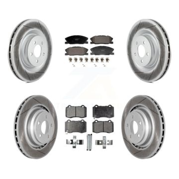 Front Rear Coated Disc Brake Rotors And Ceramic Pads Kit For Dodge Charger KGT-103332
