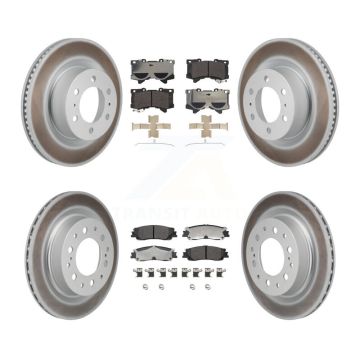 Front Rear Coated Disc Brake Rotors Ceramic Pad Kit For Toyota Tundra Sequoia Lexus LX600 KGT-103365