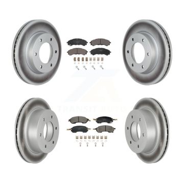 Front Rear Coated Disc Brake Rotors And Ceramic Pads Kit For Ford Bronco KGT-103380