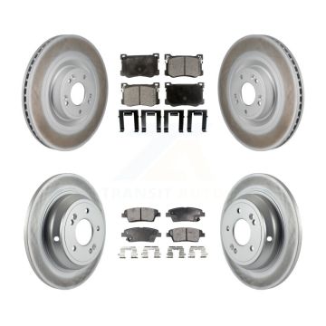 Front Rear Coated Disc Brake Rotors And Ceramic Pads Kit For Hyundai Genesis G80 5.0L KGT-103402