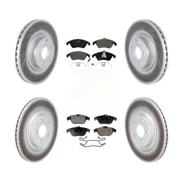 Front Rear Coated Disc Brake Rotors And Ceramic Pads Kit For Mercedes-Benz E400 KGT-103410