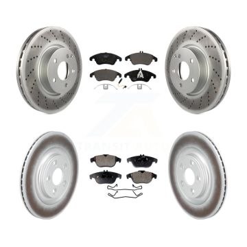 Front Rear Coated Disc Brake Rotors And Ceramic Pads Kit For Mercedes-Benz E400 KGT-103412