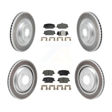 Front Rear Coated Disc Brake Rotors And Ceramic Pads Kit For Hyundai Veloster N KGT-103423