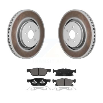 Front Coat Brake Rotor Ceramic Pad Kit For 19-24 Ford Edge 2.7L With Red Painted Calipers KGT-103479