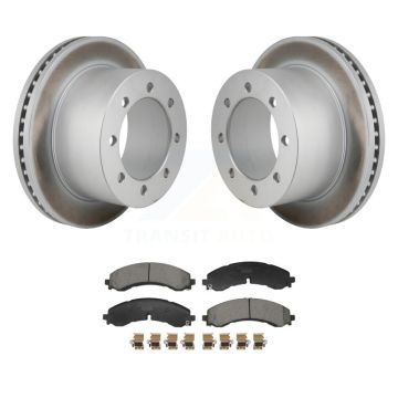 Rear Coated Disc Brake Rotor & Ceramic Pad Kit For GMC Sierra 3500 HD Chevrolet Silverado KGT-103571