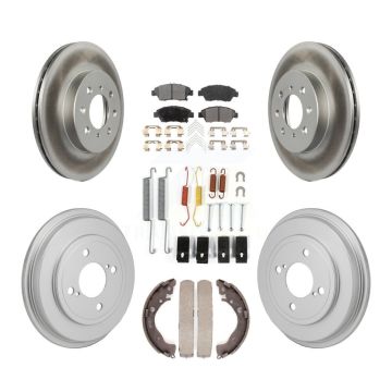 Front Rear Coated Brake Rotor Ceramic Pad Drum Kit (7Pc) For Honda Fit DX with GAS engine KGT-103577