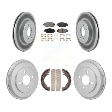 Front Rear Coated Disc Brake Rotors Ceramic Pads And Drum Kit For 2015-2020 Honda Fit KGT-103587
