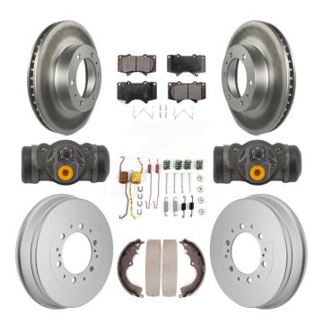 Front Rear Coated Disc Brake Rotors Ceramic Pads And Drum Kit (9Pc) For Toyota Tacoma KGT-103596