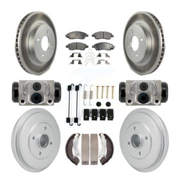Front Rear Coated Disc Brake Rotor Ceramic Pad Drum Kit (9Pc) For Nissan Versa Note Micra KGT-103604