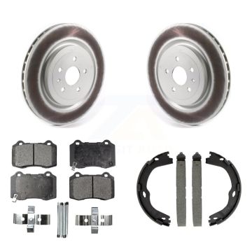Rear Disc Coated Rotors Ceramic Pads Parking Shoes Kit For Chevrolet Camaro Cadillac CTS KGT-103620