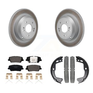 Rear Disc Coated Rotors Ceramic Pads Parking Brake Shoes Kit For Kia Stinger Genesis G70 KGT-103626