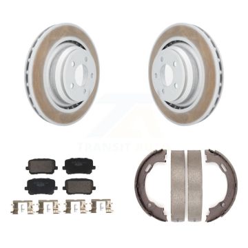 Rear Disc Coated Rotors Ceramic Pads And Parking Brake Shoes Kit For Dodge Charger KGT-103629