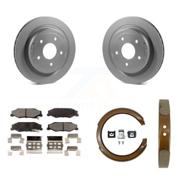 Rear Disc Coated Rotors Ceramic Pads & Parking Shoes Kit For Chevrolet Corvette Cadillac KGT-103641