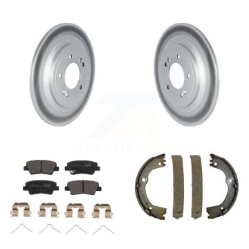 Rear Disc Coated Rotors Ceramic Pads & Parking Shoes Kit For Kia Sportage Hyundai Tucson KGT-103655
