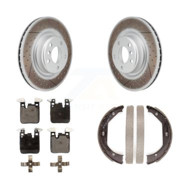 Rear Disc Coated Rotors Ceramic Pads And Parking Shoes Kit For BMW 328i 320i xDrive 428i KGT-103663
