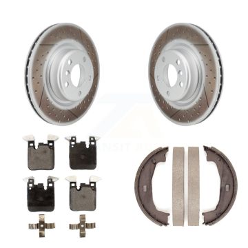Rear Disc Coated Rotors Ceramic Pads Parking Shoes Kit For BMW 230i xDrive 228i 328i 428i KGT-103665