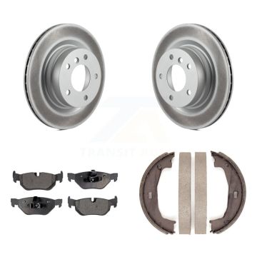 Rear Disc Coated Rotors Ceramic Pads And Parking Brake Shoes Kit For BMW 323i 328i 325i KGT-103670