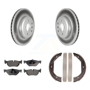 Rear Disc Coated Rotors Ceramic Pads And Parking Brake Shoes Kit For BMW 328i xDrive KGT-103677